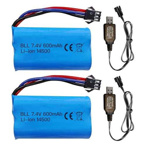 2PCS 7.4V 600mAh 2S Li-ion Batterie mit SM-3P Stecker und USB Ladekabel für DE82 TK3086B G20601 RC Spielzeug Fernbedienung Auto TK-3082B Spezialeffekte Flipping Auto Batterie 2PCS 7.4V 600mAh 2S Li-ion Batterie mit SM-3P Stecker und USB Ladekabel für DE82 TK3086B G20601 RC Spielzeug Fernbedienung Auto TK-3082B Spezialeffekte Flipping Auto Batterie von BLLRC