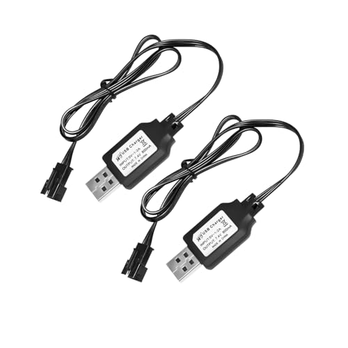 2PCS 7.4V 800mAh USB Ladekabel mit SM-3P Steckverbinder für Fernsteuerbagger, LKW, Tanks, Huina 1575 Ingenieurfahrzeuge, Drohnen, Fernsteuerungsschiffe DE43 DE60 Spielzeugautos von BLLRC