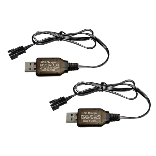 2PCS 7.4V 800mAh USB Ladekabel mit SM-3P Steckverbinder für Fernsteuerbagger, LKW, Tanks, Huina 1575 Ingenieurfahrzeuge, Drohnen, Fernsteuerungsschiffe DE43 DE60 Spielzeugautos von BLLRC