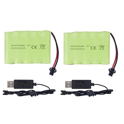 2PCS AA 6.0V 800mAh Wiederaufladbare RC Spielzeugauto Batterie SM2P Stecker RC Truck Stunt Auto Bagger Spielzeugauto Batterie und USB Ladekabel von BLLRC