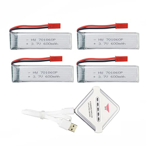 4PCS 3.7V 600mAh Lithiumbatterie mit 4-in-1-Balance-Ladegerät für UDI U815A U817 U817A U818A WLtoys V929 V959 V969 V979 V989 V999 V212 V222 Syma S032G Luftaufnahmen Quadcopter Drohne Lithium Batterie von BLLRC