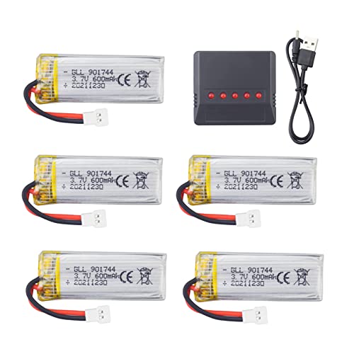 5PCS 3.7V 600mAh Lithium-Batterie mit 5-in-1-Ladegerät für SYMA X600W X700 X700W Luftaufnahmen Quadcopter Zubehör Fernbedienung Drohne 5PCS 3.7V 600mAh Lithium-Batterie mit 5-in-1-Ladegerät für SYMA X600W X700 X700W Luftaufnahmen Quadcopter Zubehör Fernbedienung Drohne von BLLRC