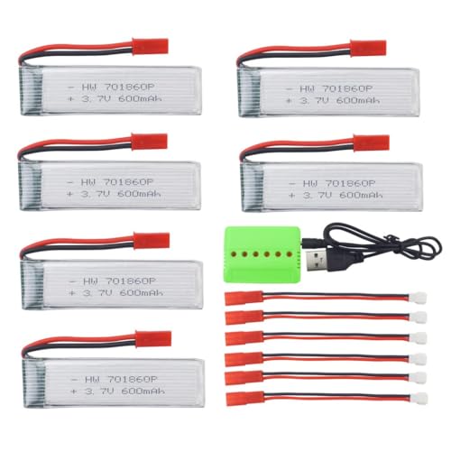 6PCS 3.7V 600mAh Lithiumbatterie mit 6 in 1 Balance-Ladegerät für UDI U815A U817 U817A U818A WLTOYS V929 V959 V969 V979 V989 V999 V212 V222 SYMA S032G Luftaufnahmen Quadcopter RC Quadcopter Drohne von BLLRC