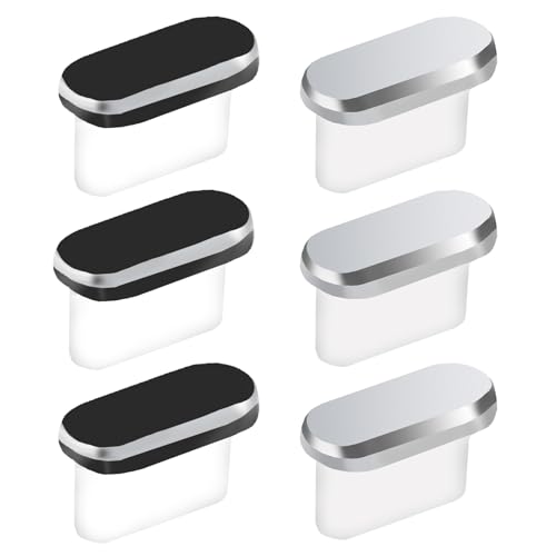 BLMHTWO 6 Stück USB C Staubschutz，USB C Schutzkappe Silikon Typ-C staubschutz USB C Abdeckung für für iPhone 15 Pro Max Meisten Typ-C-Smartphones und Tablets (Schwarz, Silber) von BLMHTWO