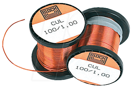 CUL 100/0,10 - 100g Kupferlackdraht auf Spule, Ø 0,10mm von BLOCK TRANSFORMATOREN