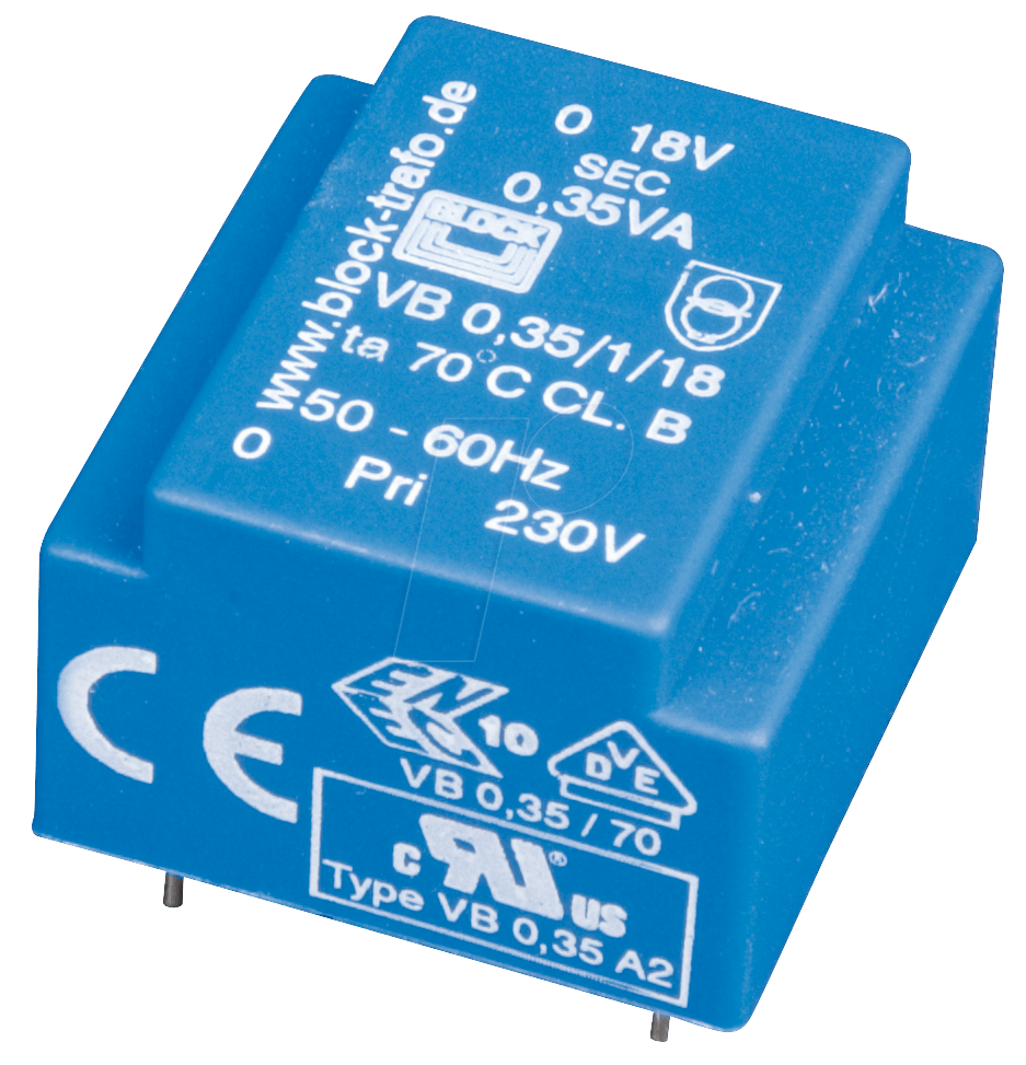 EE 20/6,1 206 - Printtrafo, 0,35 VA, 2x 6 V, 2x 29 mA, RM 15 mm von BLOCK TRANSFORMATOREN