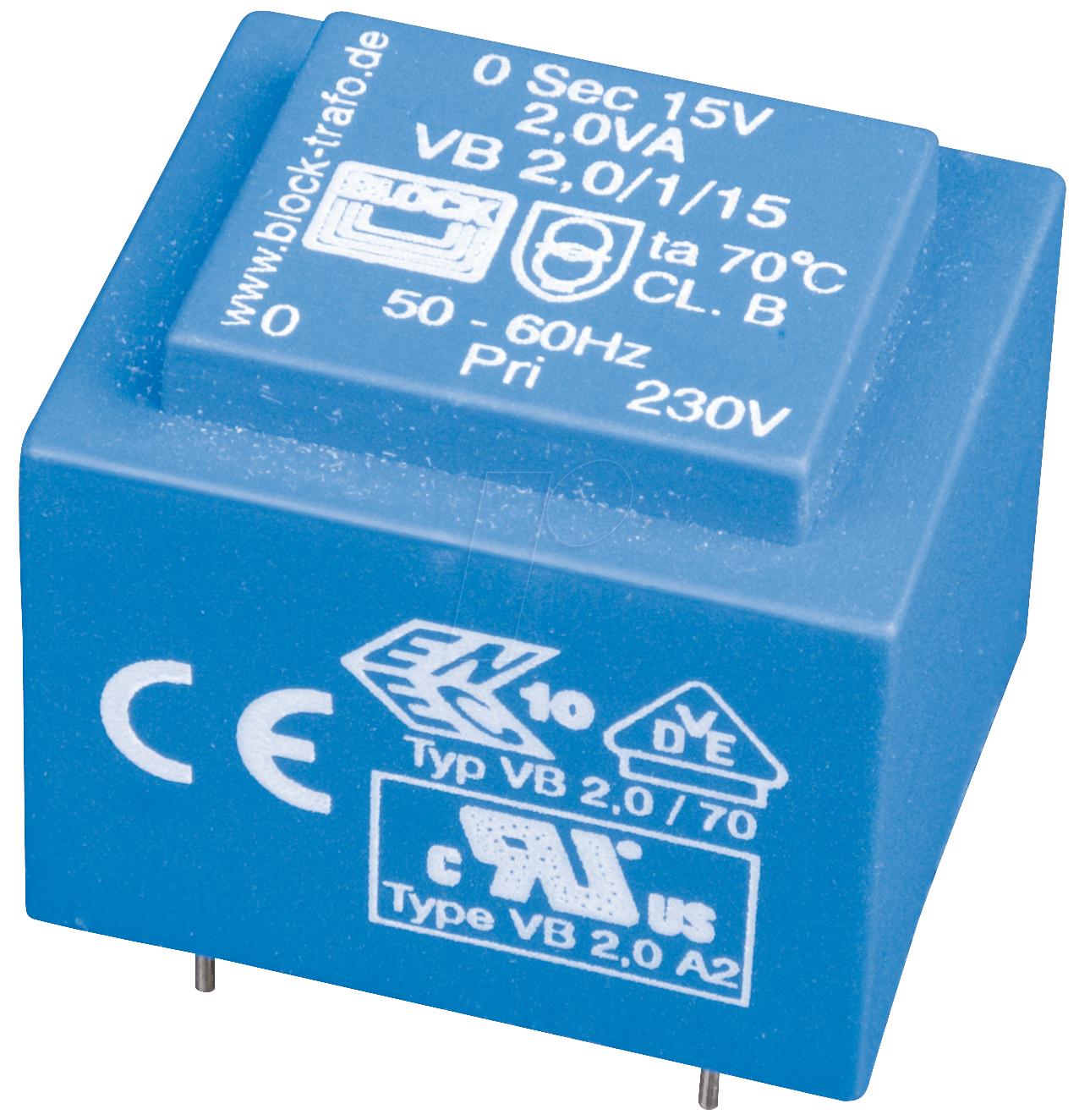 EI 30/15,5 215 - Printtrafo, 2 VA, 2x 15 V, 2x 66 mA, RM 20 mm von BLOCK TRANSFORMATOREN