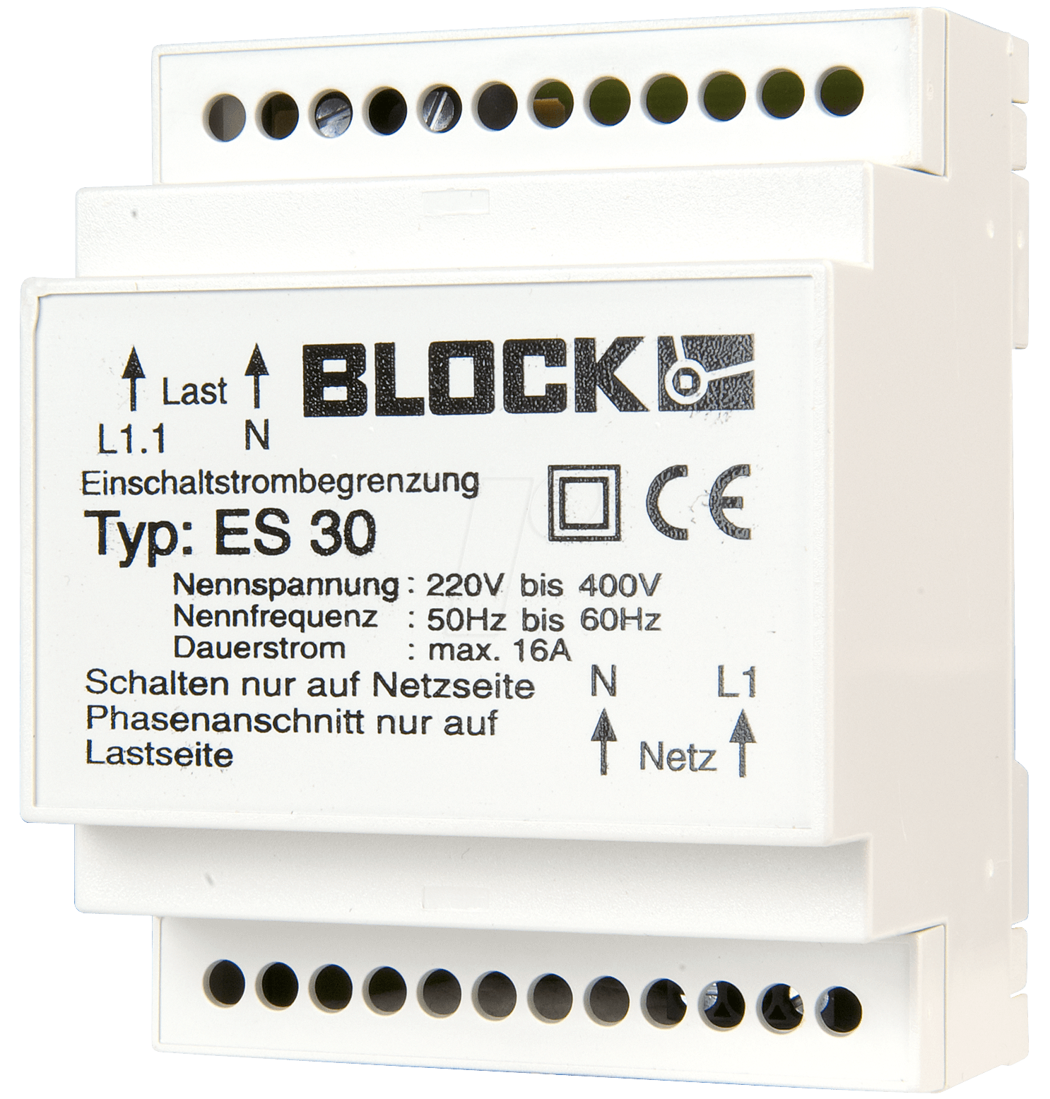 ES 30 - Einschaltstrombegrenzer für DIN-Schiene von BLOCK TRANSFORMATOREN