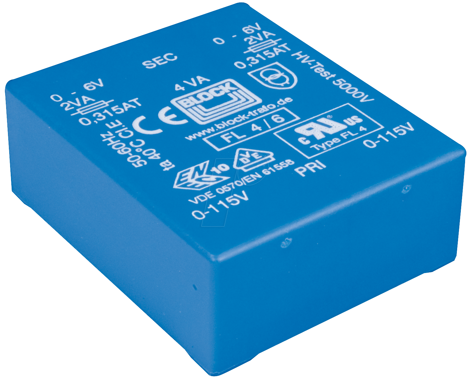 UI 30/7,5 209 - Trafo 4VA, 2x 9V, 2x 222mA von BLOCK TRANSFORMATOREN