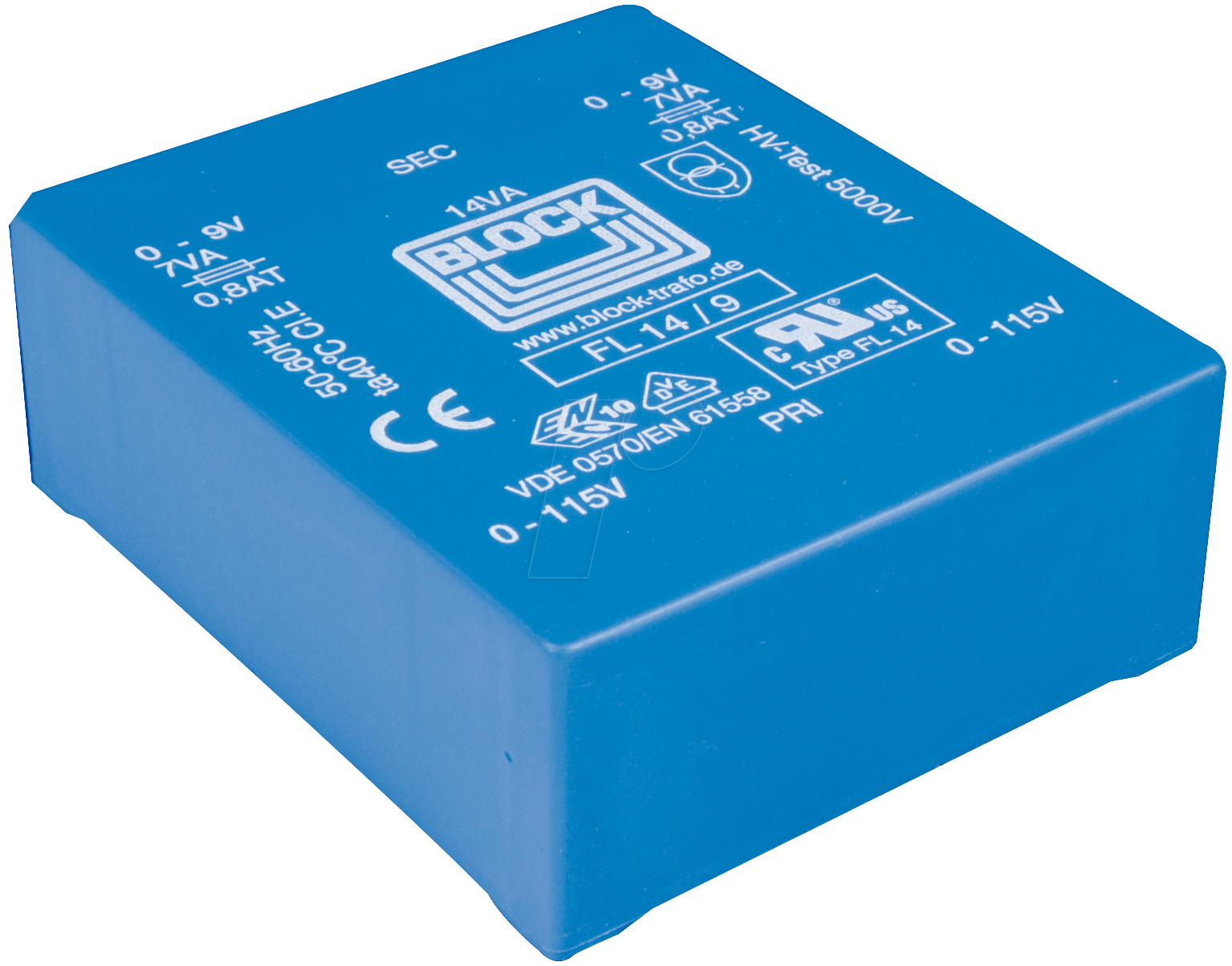 UI 39/10,2 209 - Trafo 14VA, 2x 9V, 2x 777mA von BLOCK TRANSFORMATOREN