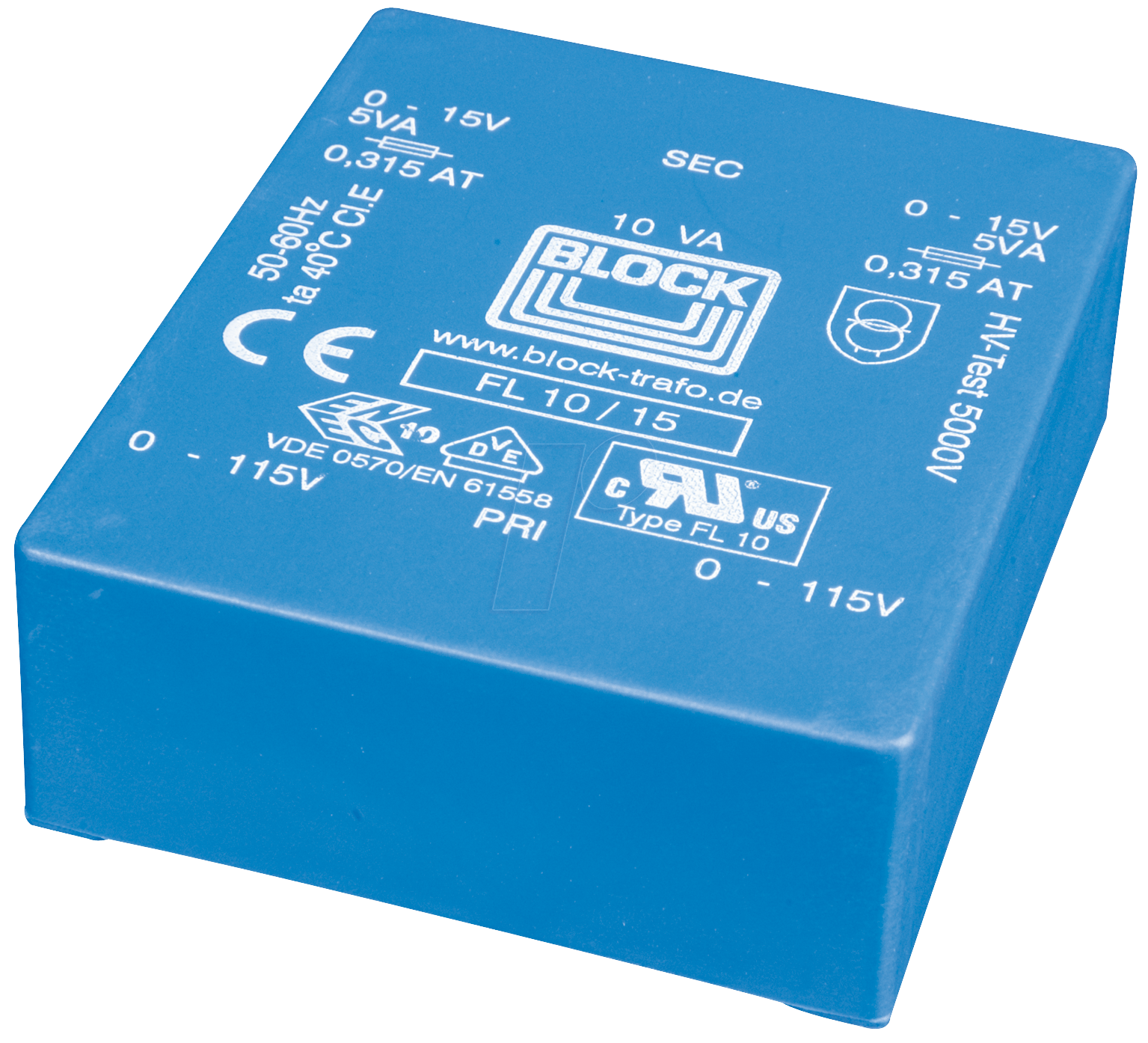 UI 39/8 209 - Trafo 10VA, 2x 9V, 2x 555mA von BLOCK TRANSFORMATOREN