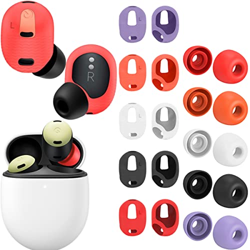 5 Paare Ohrpolster Kompatibel für Google Pixel Buds Pro True Wireless Ohrstöpsel,Ohrhörer Zubehör für Pixel Buds Pro Abdeckungen Aufsätze(Rot+Orange+Lila+Schwarz+Weiß) von BLOOOK