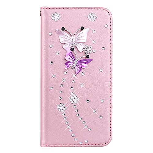 BLOTECH Hülle Glitzer Design PU Leather Wallet Cover für T-Mobile Revvl 7 Pro Rose Gold Flip Case Strass 3D Bling Schmetterling Muster Bookstyle Lederhülle Handytaschen für T-Mobile Revvl 7 Pro BLOTECH Hülle Glitzer Design PU Leather Wallet Cover für T-Mobile Revvl 7 Pro Rose Gold Flip Case Strass 3D Bling Schmetterling Muster Bookstyle Lederhülle Handytaschen für T-Mobile Revvl 7 Pro von BLOTECH