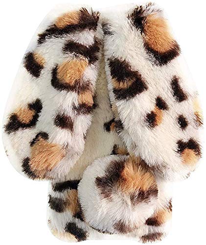 BLOTECH Plush Case für Doogee X98 PRO Hase Pelz Handyhülle Kaninchen Case Schutzhülle Niedlich Pelzigen Hase Fell Winter Weicher und Bequemer Etui Flauschige Plüschbezug Schale Tasche Cover,Leopard von BLOTECH