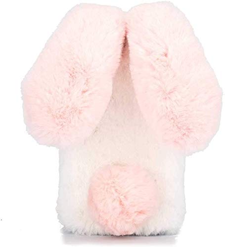 BLOTECH Rabbit Ears Hülle für Ulefone Note 14 Hase Pelz Handyhülle Kaninchen Case Schutzhülle Niedlich Pelzigen Winter Weicher und Bequemer Etui Flauschige Plüschbezug Schale Tasche Cover,Rosa Weiß von BLOTECH