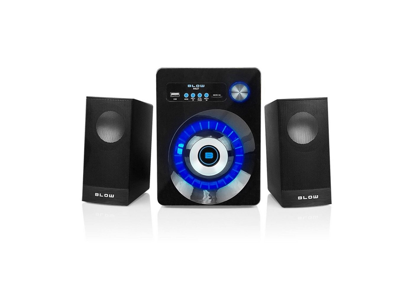 BLOW MS-27 2.1 Soundsystem (Bluetooth, 16 W, AUX, USB, MicroSD, FM-Radio, Lautstärkeregelung) von BLOW
