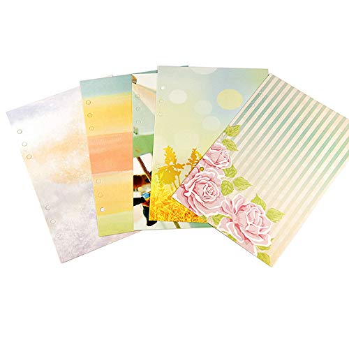 BLUGUL Coated Paper A5 Register, 6-Loch Registerblätter, für Notizbuch/Reisetagebuch Journal/Planer, Rosa Blume 10pcs von BLUGUL