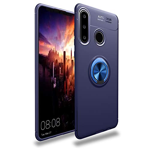 BLUGUL Kompatibel mit Huawei P30 Lite Hülle, 360 Grad Drehender Ring-Griff, Kompatibel mit Magnet Auto Halterung, Schutzhülle Handyhülle Case Cover für Huawei P30 Lite Blau von BLUGUL