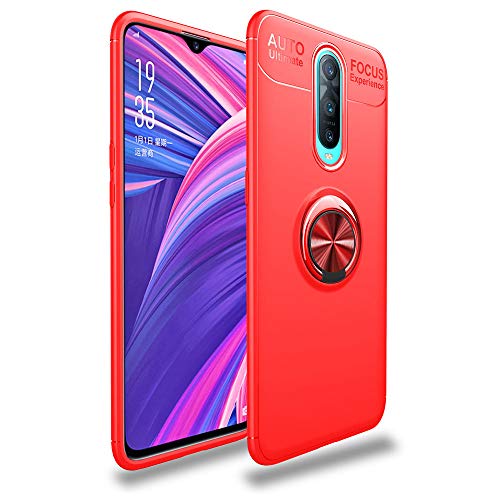 BLUGUL Kompatibel mit OnePlus 6T Hülle, 360 Grad Drehender Ring-Griff, Kompatibel mit Magnet Auto Halterung, Schutzhülle Handyhülle Case Cover für OnePlus 6T Rot von BLUGUL