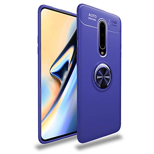 BLUGUL Kompatibel mit OnePlus 7 Pro Hülle, 360 Grad Drehender Ring-Griff, Kompatibel mit Magnet Auto Halterung, Schutzhülle Handyhülle Case Cover für OnePlus 7 Pro Blau von BLUGUL