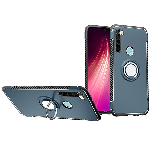 BLUGUL Kompatibel mit Xiaomi Redmi Note 8 Pro Hülle, 360 Grad Drehender Ring-Griff, Kompatibel mit Magnet Auto Halterung, Schutzhülle Handyhülle Case Cover für Redmi Note 8 Pro Cyan von BLUGUL