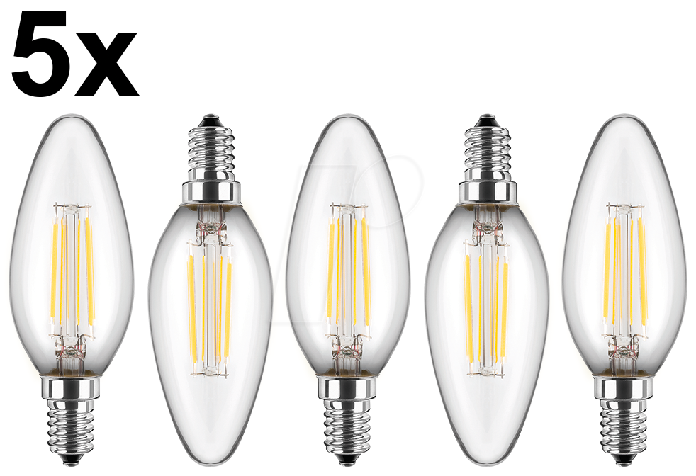 BLULAXA 49247 - 5x LED Filament Lampe C35 E14 4,5W 470 lm WW Aktion von BLULAXA