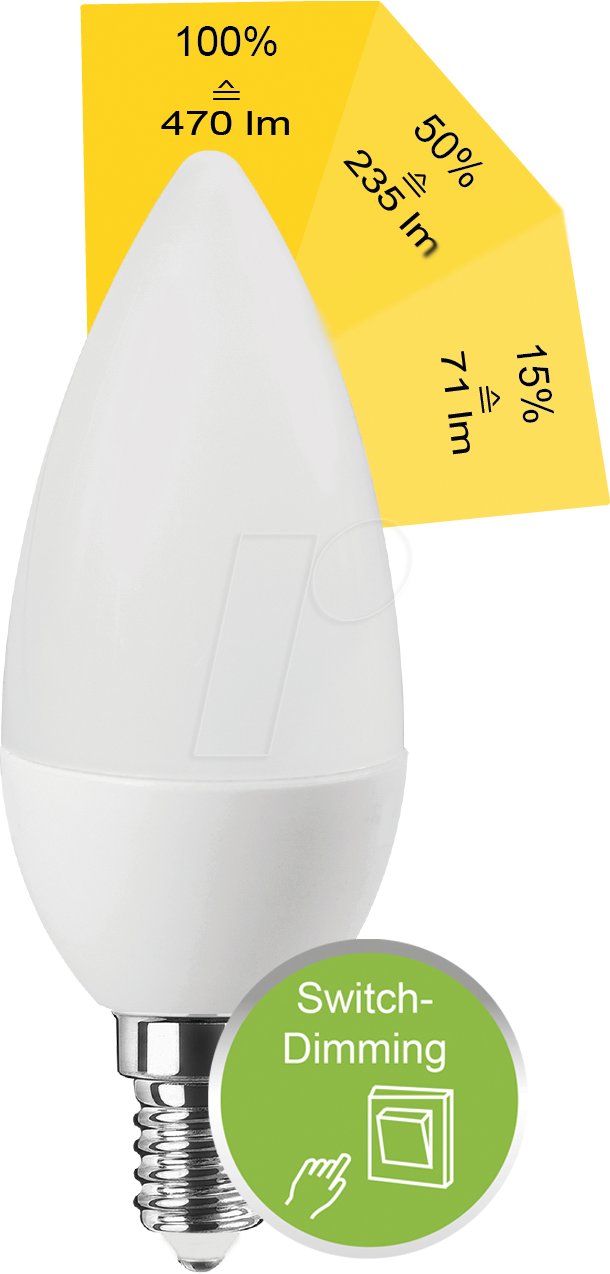 BLULAXA 49362 - LED SMD Lampe C35 E14 4,9W 470 lm WW Switch DIM von BLULAXA