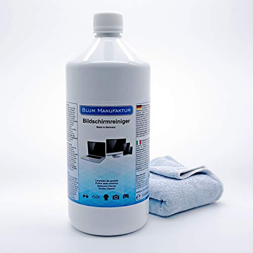 Blum - 1000ml Bildschirmreiniger Displayreiniger Nachfüllflasche + Mikrofasertuch 30x30 cm - Absolut streifenfreie Reinigung Aller Bildschirme und Displays. Blum - 1000ml Bildschirmreiniger Displayreiniger Nachfüllflasche + Mikrofasertuch 30x30 cm - Absolut streifenfreie Reinigung Aller Bildschirme und Displays. von BLUM MANUFAKTUR