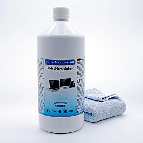 Blum - 1000ml Bildschirmreiniger Displayreiniger Nachfüllflasche + Mikrofasertuch 30x30 cm - Absolut streifenfreie Reinigung Aller Bildschirme und Displays. von BLUM MANUFAKTUR