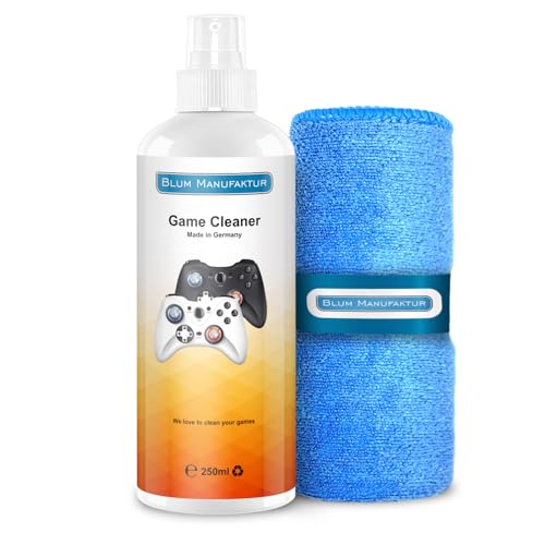 Blum Manufaktur Game Cleaner - Reiniger für Playstation, Konsolen & Zubehör - umweltfreundliches Spray mit Mikrofasertuch - Made in Germany - 250 ml von BLUM MANUFAKTUR