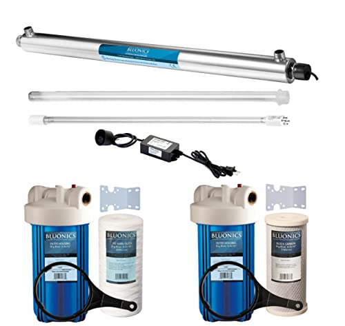 55 W UV UV + Sediment und Carbon Wasserfiltersystem mit 1 Zoll > 12 GPM UV Sterilisator mit großem Blaufilter 4,5 x 10 Zoll 55 W UV UV + Sediment und Carbon Wasserfiltersystem mit 1 Zoll > 12 GPM UV Sterilisator mit großem Blaufilter 4,5 x 10 Zoll von BLUONICS