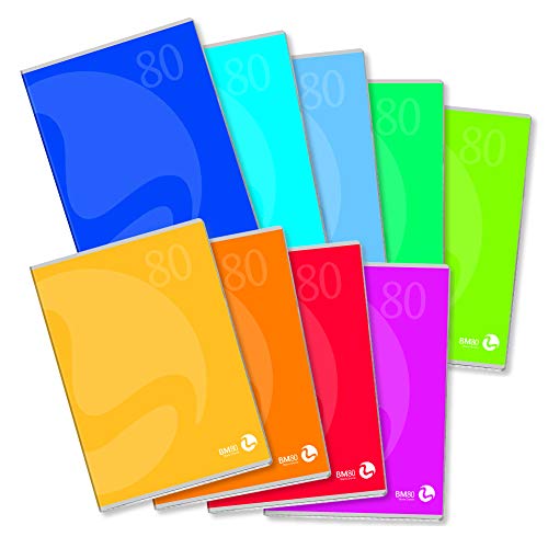 BM BeMore 0110585 Notizbuch Color 80, A4, Lineatur A, liniert mit Rand für 1. und 2. Klasse, 80 g/qm, verschiedene Farben, 12 Stück von BM BeMore