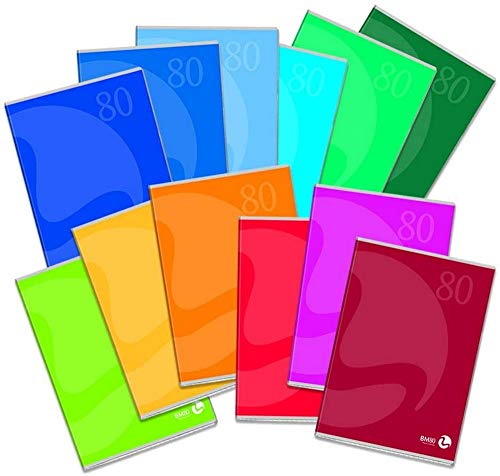 BM BeMore Color 80, 0110596 – Notizbuch A5 – Lineatur Q – Kariert mit Rändern – Papier 80 g/m² – verschiedene Farben – Packung bestehend aus 12 Stück von BM BeMore
