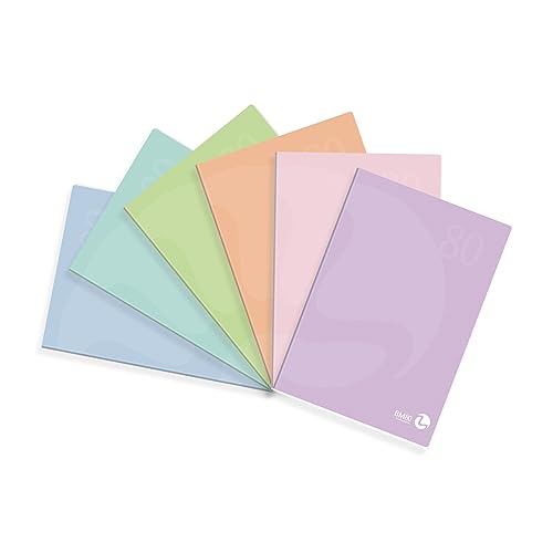 BM BeMore – Color 80 Pastell – 0121003 – Notizbuch A4 – Lineatur 4 mm – liniert ohne Ränder für 4. und 5. Klassen, mittel und höher – Papier 80 g/m² – verschiedene Farben – Packung 10 Stück von BM BeMore