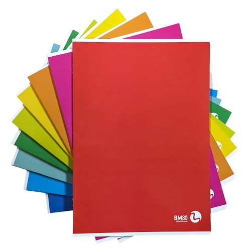 BM BeMore – Color Basic 0110600 – Notizbuch A4 – Lineatur A – Lineatur mit Rand für 1. und 2. Klasse – Papier 80 g/m² – farbig sortiert – 10 Stück – mehrfarbig von BM BeMore