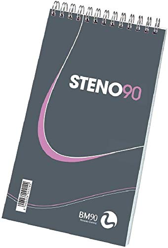 BM BeMore - Steno Spiralblock 90, 0100214 - Format 13 cm x 22,5 cm - Lineatur für Stenografie - Papier 90g/qm - Packung mit 5 Stück - verschiedene Farben von BM BeMore
