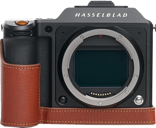 BolinUS X2D 100C Kameratasche, handgefertigt, echtes Leder, Halb-Kameratasche für Hasselblad X2D 100C Kamera unten Öffnung Version + Handschlaufe (braun) von BMAOLLONGB