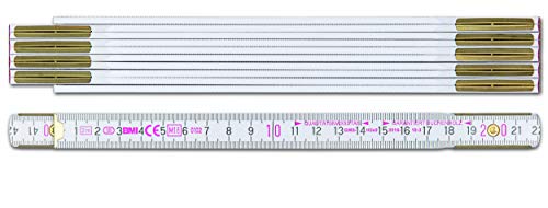 BMI Zollstock 9042, robuster Meterstab aus Buchenholz, 2-Meter-Länge mit Duplex-Teilung, Gliederstärke 3 mm, 10-gliedrig, weiß, Art.-Nr. 980904200 von BMI