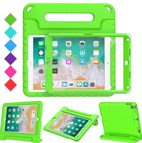 BMOUO Schutzhülle für iPad 9,7 Zoll 2018/2017 – stoßfeste Schutzhülle, leicht, Kinder-Schutzhülle mit Griff und Ständer für iPad 9,7 Zoll 2017/2018 neues Modell – Grün von BMOUO