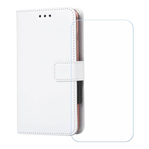 BMPNLSZ Handyhülle für TD Tech P50 + Panzerglas, HD Gehärtetes Glas Displayschutzfolie - Leder Flip Case Schutzhülle Tasche Handytasche für (6,5") - weiß-XHDSXT von BMPNLSZ