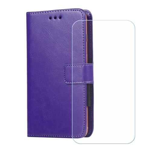 BMPNLSZ Handyhülle für TD Tech V900 + Panzerglas, HD Gehärtetes Glas Displayschutzfolie - Leder Flip Case Schutzhülle Tasche Handytasche für (6,5") - lila-XHDSXT von BMPNLSZ