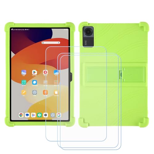 BMPNLSZ Hülle für Doogee T40 Pro + 3 HD Panzerglas, Sanft Handyhülle Silikon Schutzhülle Cover TPU Case Handy Tasche Handytasche - Panzerglasfolie Schutzfolie für (12,0") - Verde von BMPNLSZ