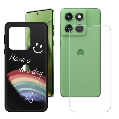 BMPNLSZ Hülle für Motorola Edge 60 + HD Panzerglas, Sanft Handyhülle Silikon Schutzhülle Cover TPU Case Handy Tasche Handytasche - Panzerglasfolie Schutzfolie für (6,67") - LH60 von BMPNLSZ
