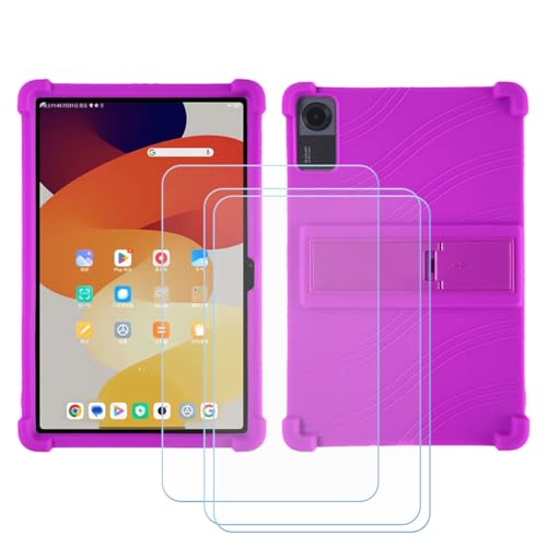 BMPNLSZ Hülle für Samsung Galaxy Tab S10 FE+ + 3 HD Panzerglas, Sanft Handyhülle Silikon Schutzhülle Cover TPU Case Handy Tasche Handytasche - Panzerglasfolie Schutzfolie für (13,1") - Viola von BMPNLSZ