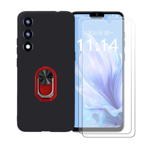 BMPNLSZ Schwarz Hülle für Coolpad Cool 50 Lite + [2 Stück] HD Panzerglas + Abnehmbarer 360° Drehbarer Halterring Rot. von BMPNLSZ