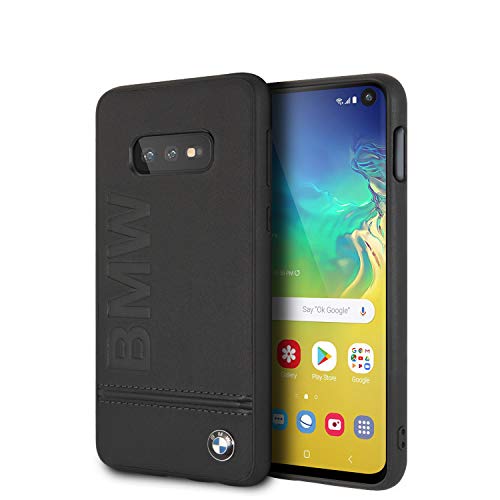 BMW BMHCS10LLLSB Signature Logo Imprint Case Echtleder Hülle für Samsung Galaxy S10e Schwarz von BMW