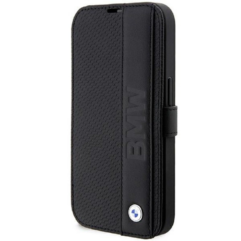 BMW Handyhülle Bookcase iPhone 14 Pro Max Echtleder schwarz aufstellbar 6,7 Zoll, Kantenschutz von BMW