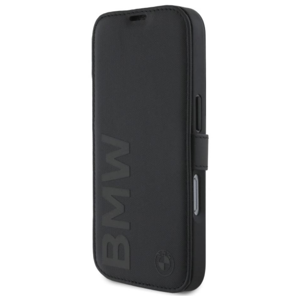 BMW Handyhülle Bookcase iPhone 16 Pro Echtleder schwarz Logo geprägt 6,3 Zoll, Kantenschutz BMW Handyhülle Bookcase iPhone 16 Pro Echtleder schwarz Logo geprägt 6,3 Zoll, Kantenschutz von BMW