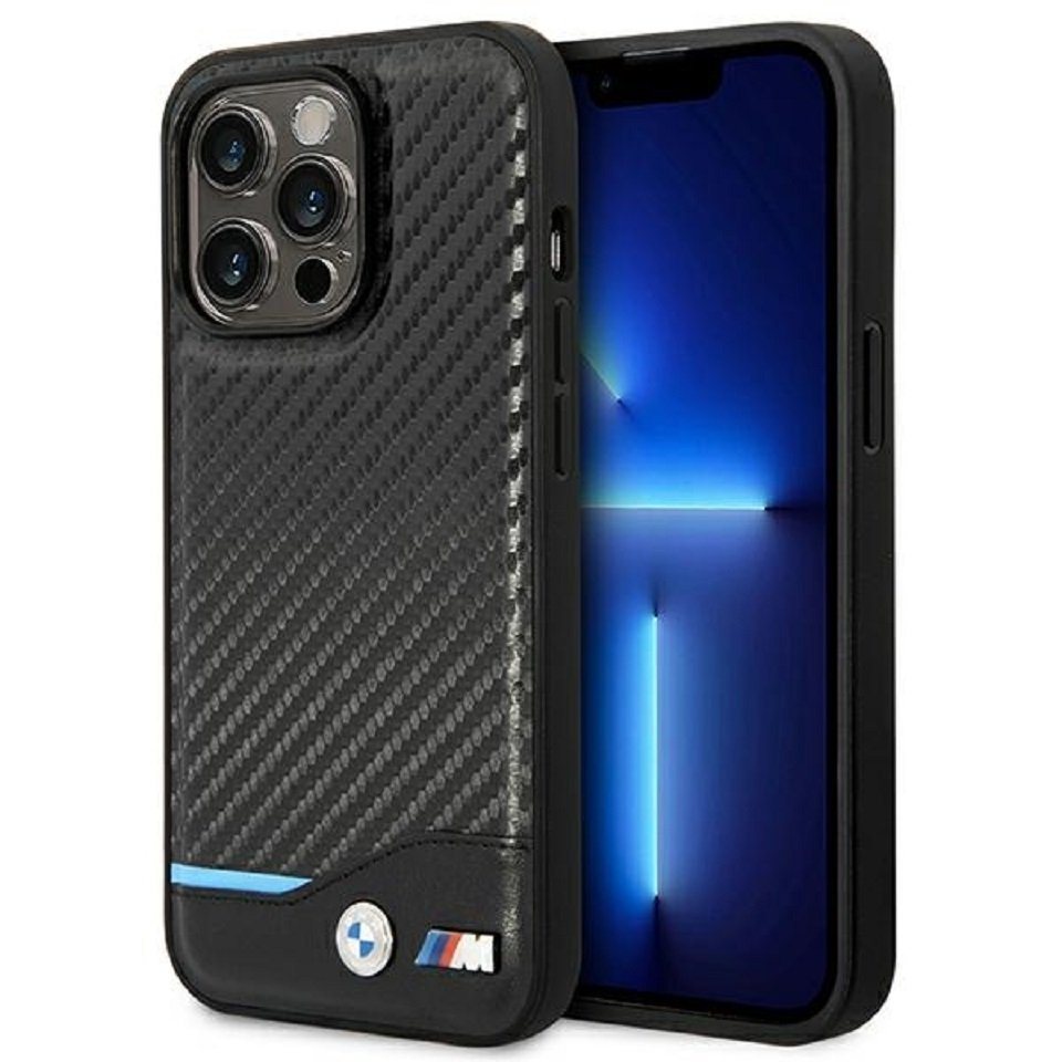 BMW Handyhülle Case Leder Tricolor schwarz Carbon iPhone 14 Pro Max 6,7 Zoll, Kantenschutz BMW Handyhülle Case Leder Tricolor schwarz Carbon iPhone 14 Pro Max 6,7 Zoll, Kantenschutz von BMW