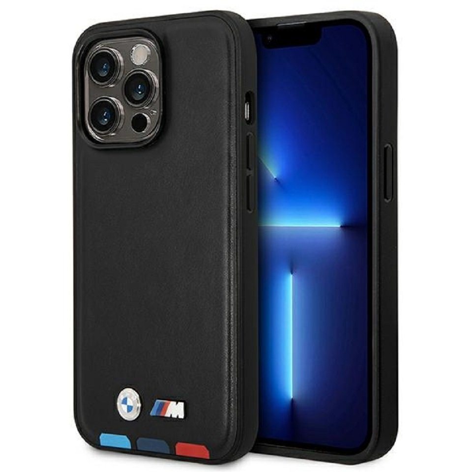 BMW Handyhülle Case Leder Tricolor schwarz Magsafe kompatibel iPhone 14 Pro Max 6,7 Zoll, Kantenschutz von BMW